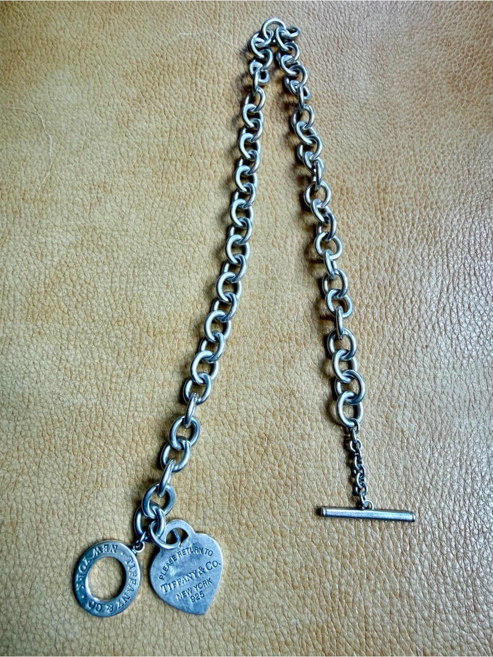 Tiffany & Co. Silver Toggle Link Bracelet with Heart and Ring Tags